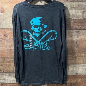 Salt Life Men's Charcoal Long Sleeve Tee with Aqua Graphic size large NWT